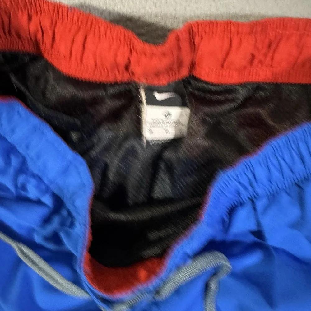 Vintage Nike Swim‎ Shorts Mens XL Y2K Blue Trunks Center Swoosh Pockets Lined